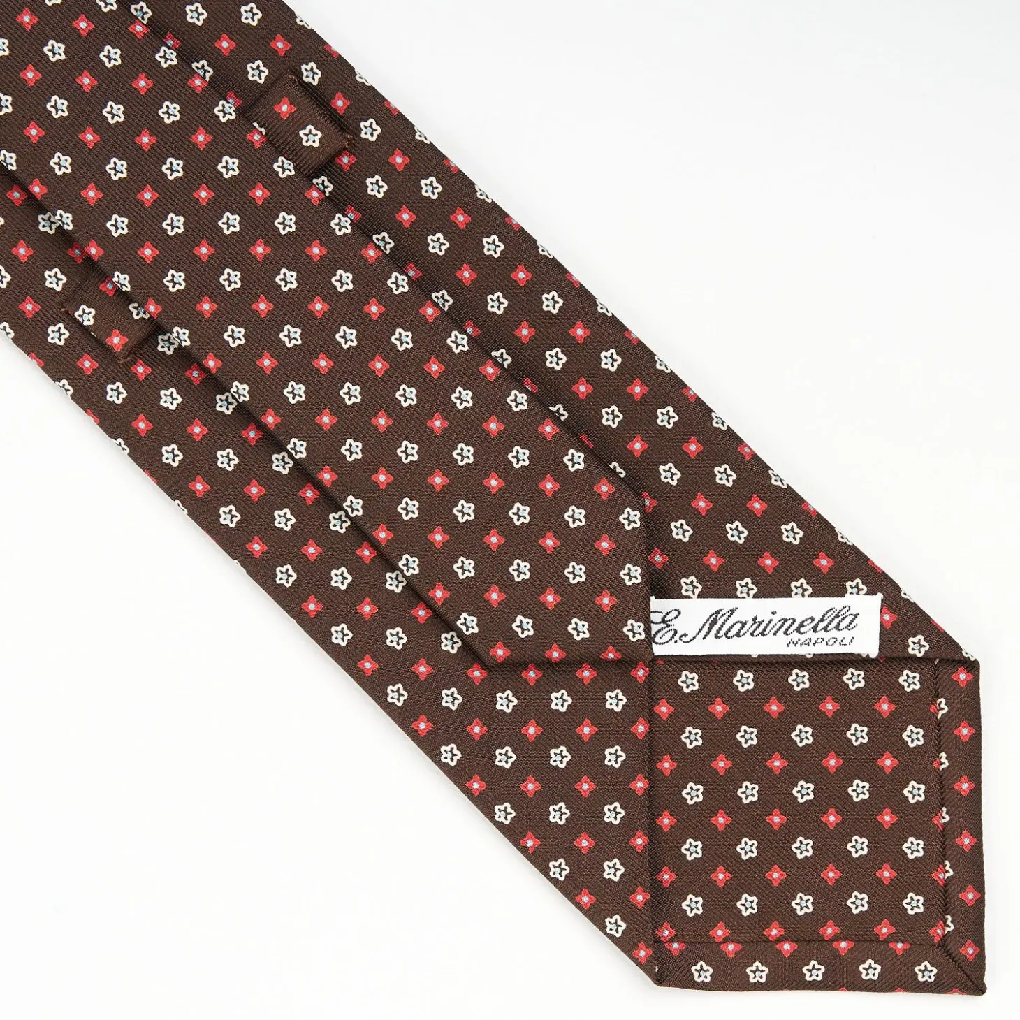 Dark Brown Sartorial Classic Tie - Small Flower Pattern