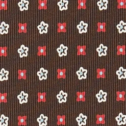 Dark Brown Sartorial Classic Tie - Small Flower Pattern