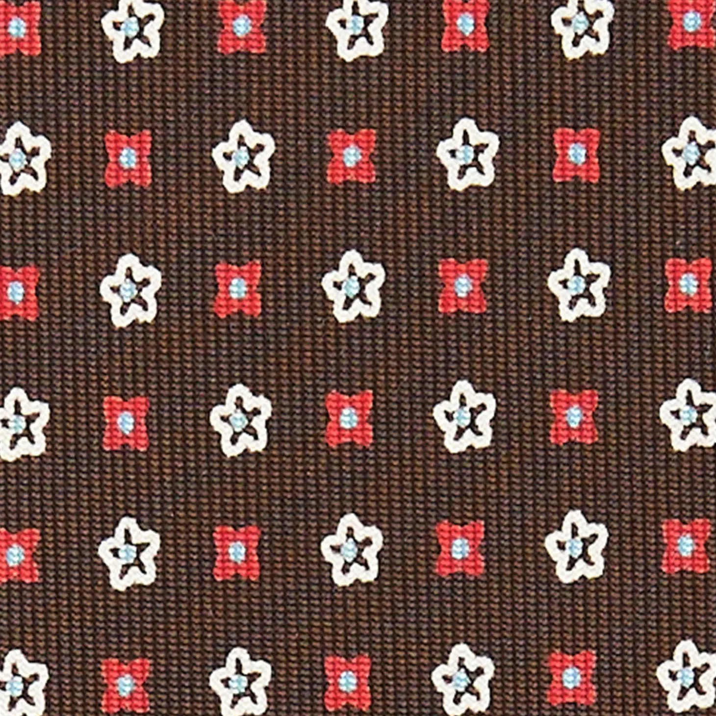 Dark Brown Sartorial Classic Tie - Small Flower Pattern