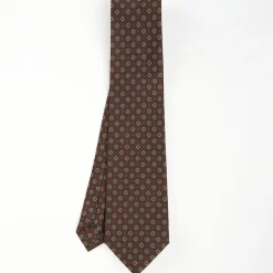 Dark Brown Sartorial Classic Silk Tie - Small Flower Pattern