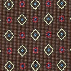 Dark Brown Sartorial Classic Silk Tie - Small Flower Pattern