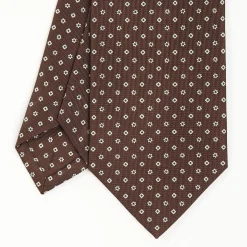 Dark Brown Sartorial Classic Tie - Small Flower Pattern