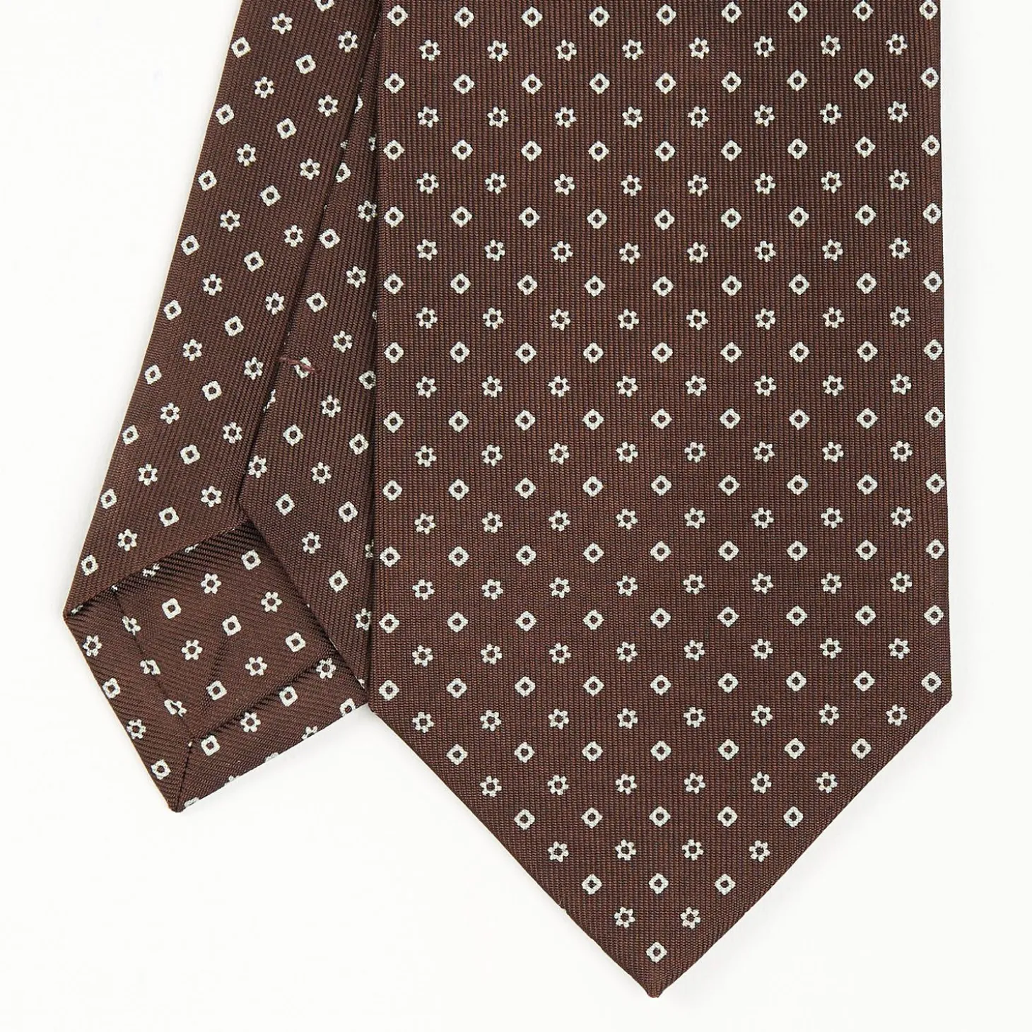 Dark Brown Sartorial Classic Tie - Small Flower Pattern