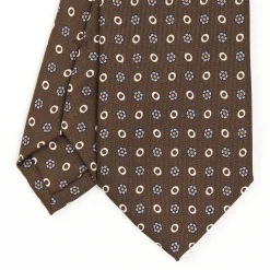Dark Brown Sartorial Classic Silk Tie - Small Flower Pattern