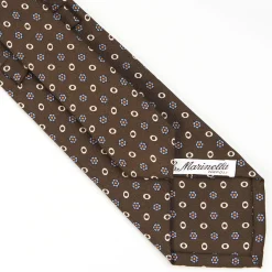Dark Brown Sartorial Classic Silk Tie - Small Flower Pattern