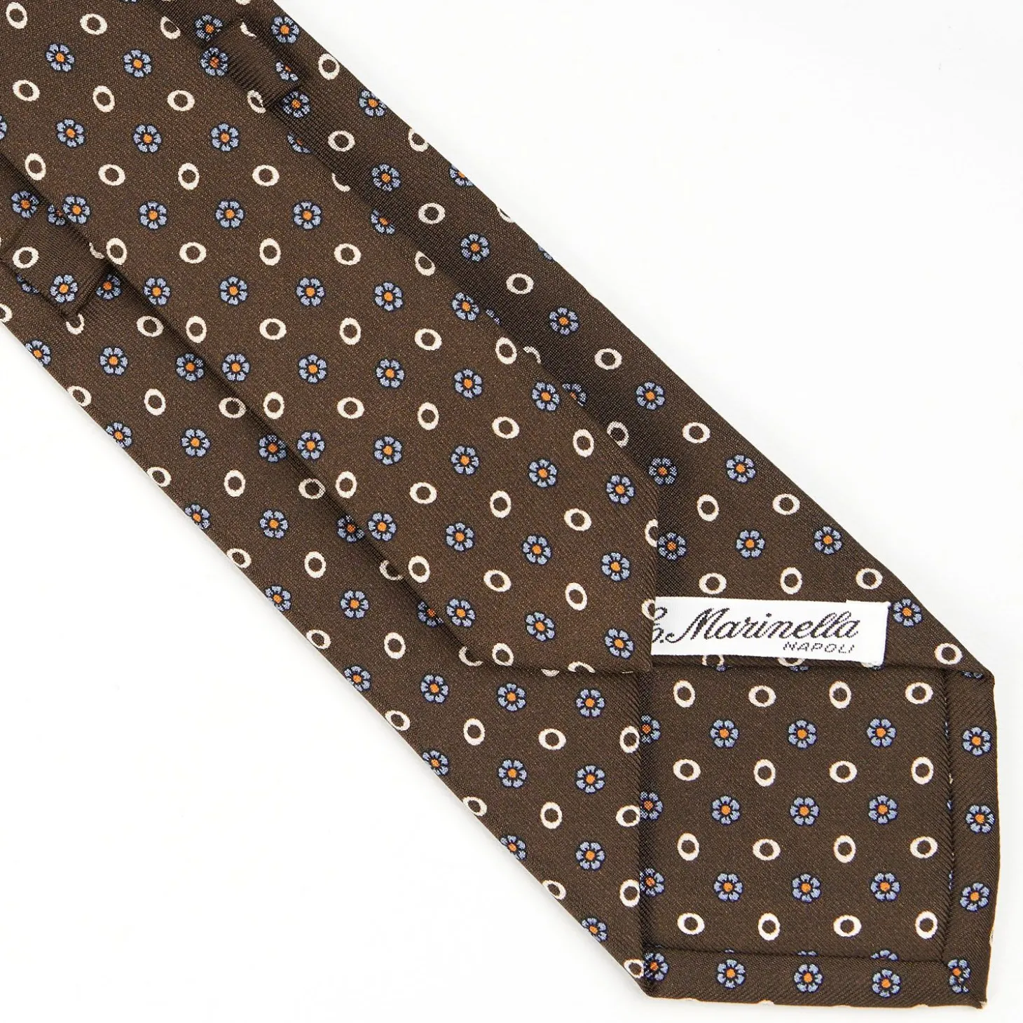 Dark Brown Sartorial Classic Silk Tie - Small Flower Pattern