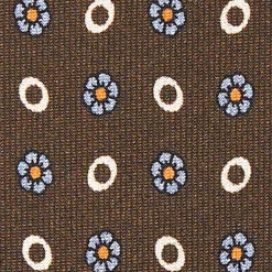 Dark Brown Sartorial Classic Silk Tie - Small Flower Pattern