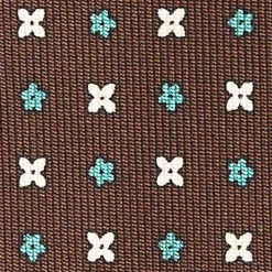 Dark Brown Sartorial Classic Silk Tie - Small Flower Pattern