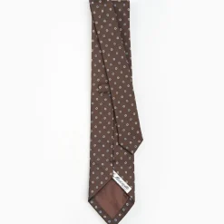 Dark Brown Sartorial Jacquard Silk Tie - Small Flower Designs