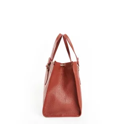 Dark Brown Shopping Bag In Hammered Leather