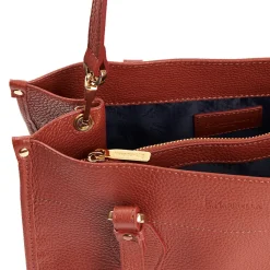 Dark Brown Shopping Bag In Hammered Leather