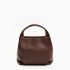 Dark Brown Textured Leather Soft Mini Bag