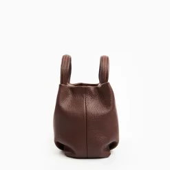 Dark Brown Textured Leather Soft Mini Bag