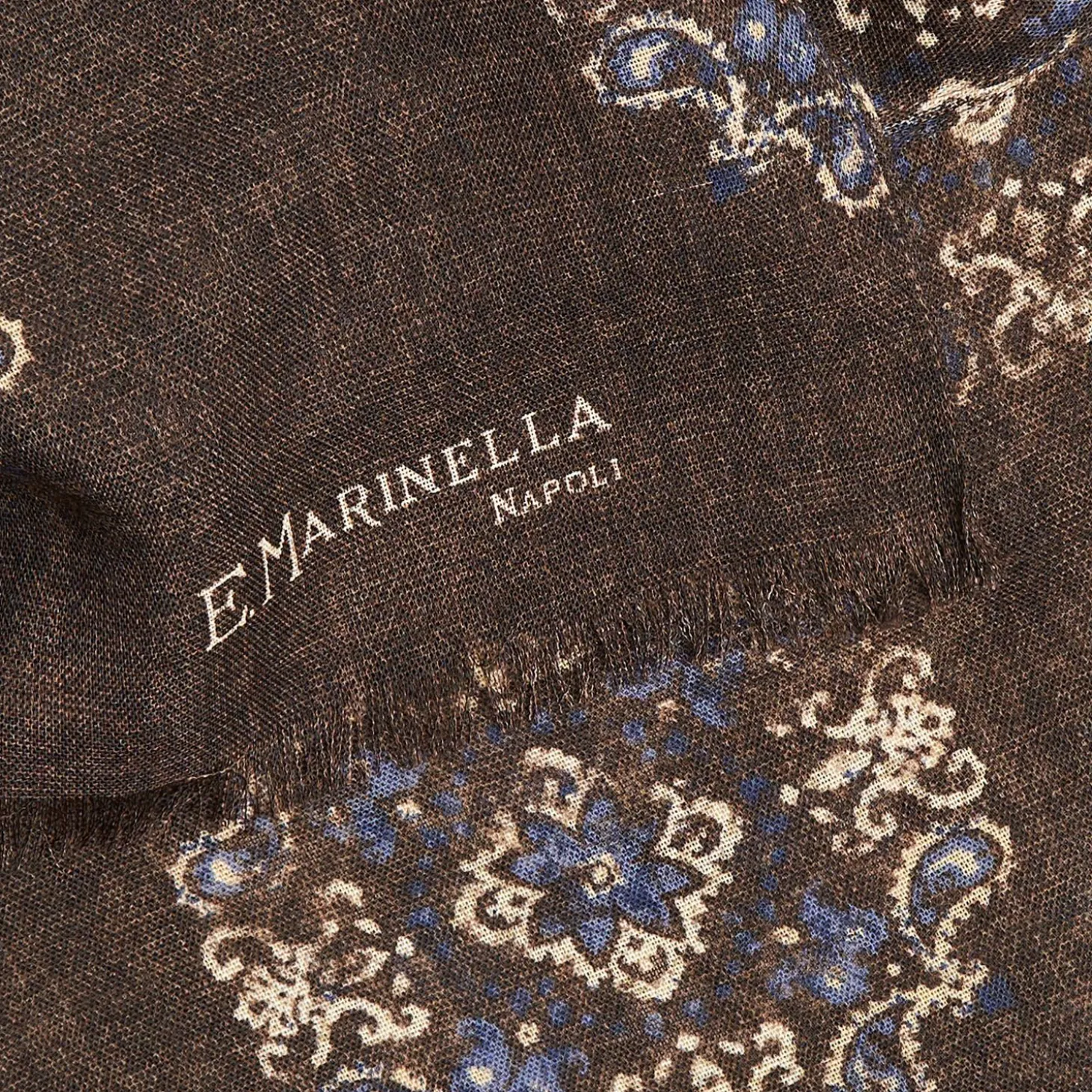Dark Brown Wool Stole With Floral Decoration