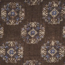 Dark Brown Wool Stole With Floral Decoration