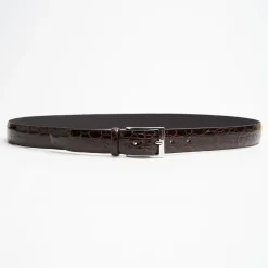 Dark Chocolate Belt In Alligator