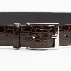 Dark Chocolate Belt In Alligator