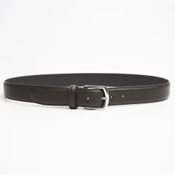 Dark Chocolate Belt In Fine-Grained Leather