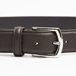 Dark Chocolate Belt In Fine-Grained Leather