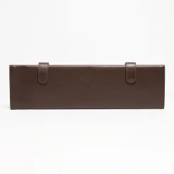 Dark Chocolate Travel Tie Holder In Leather