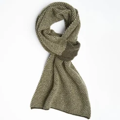 Dark Green And Beige Cashmere Neck Warmer