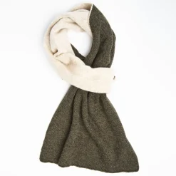 Dark Green And Beige Two-Tone Solid Cashmere Neck Warmer