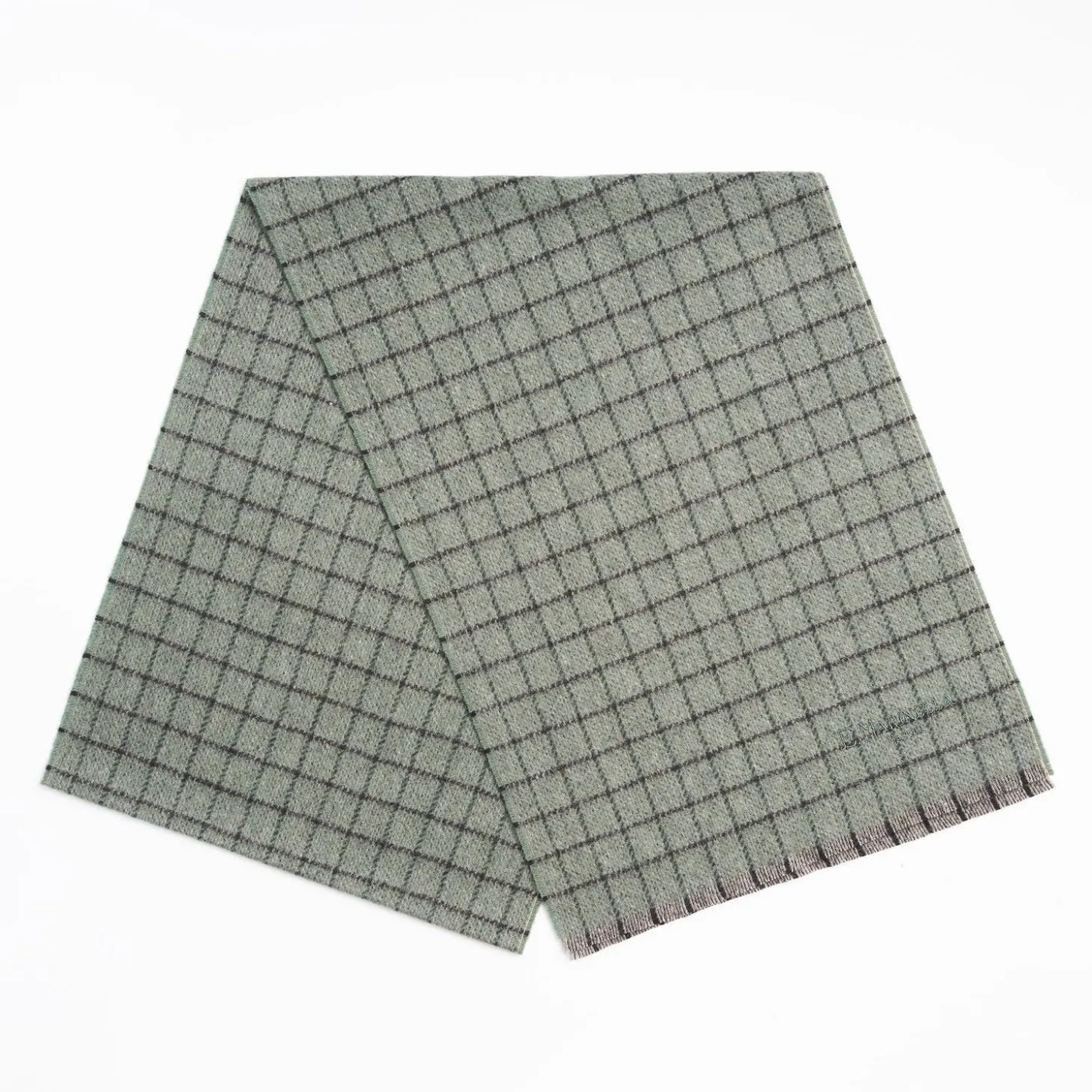 Dark Green Cashmere Small-Check Scarf