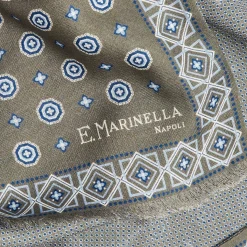 Dark Green Double Patterned Wool And Silk Scarf