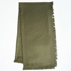 Dark Green Em Logo Wool And Silk Stole