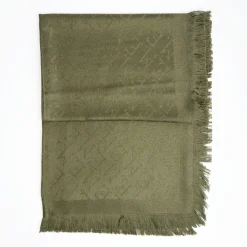 Dark Green Em Logo Wool And Silk Stole