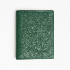 Dark Green Hammered Leather Folding Card Holder - 10 Compartments