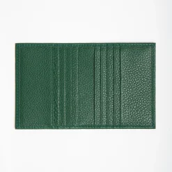 Dark Green Hammered Leather Folding Card Holder - 10 Compartments