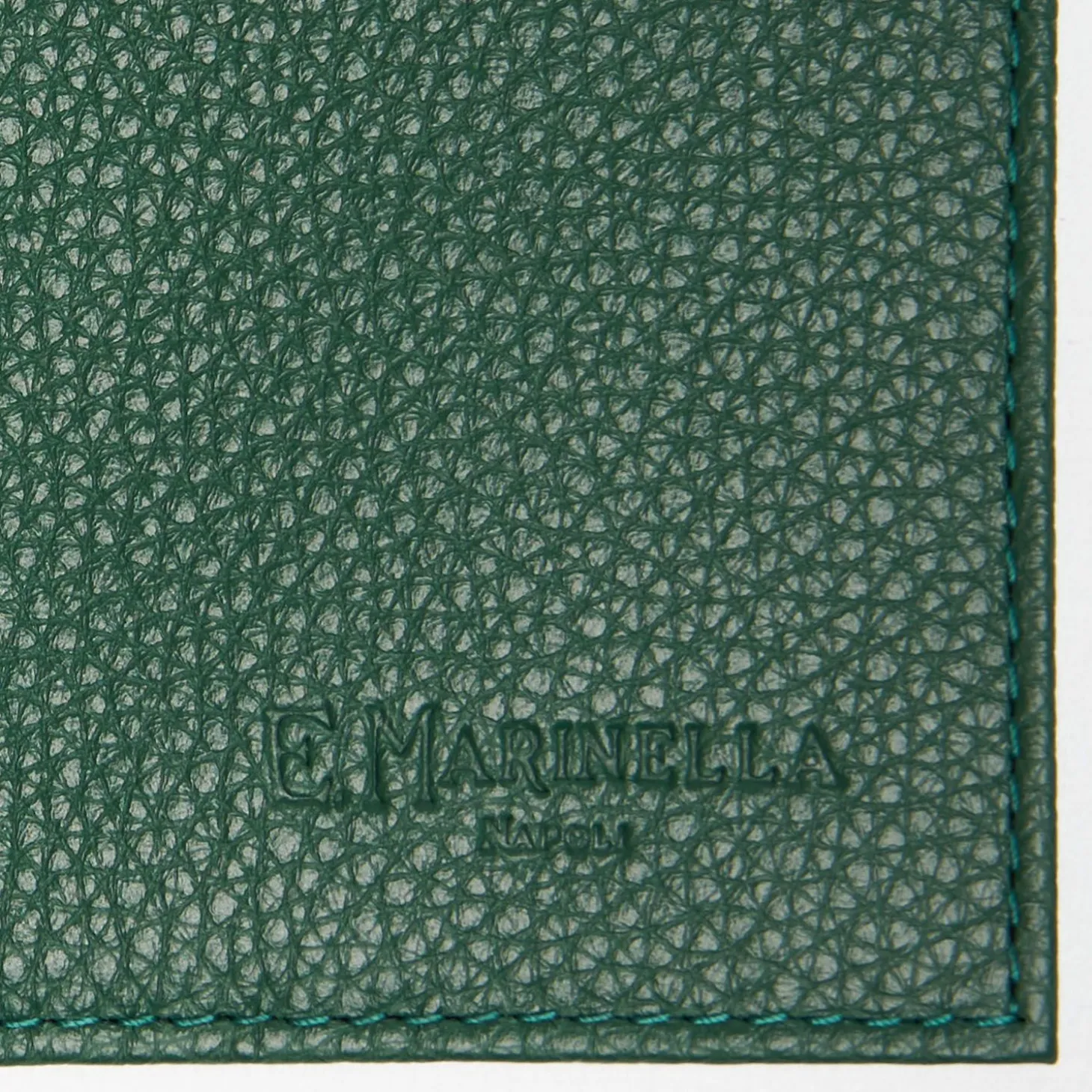 Dark Green Hammered Leather Folding Card Holder - 10 Compartments