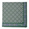 Dark Green Hand-Printed Silk Pocket Square Large Flower Pattern
