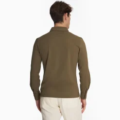 Dark Green Jersey Long Sleeve Polo Shirt