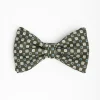 Dark Green Pre-Knotted Silk Bowtie - Small Geometric Pattern