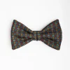 Dark Green Pre-Knotted Silk Bowtie - Small Geometric Pattern