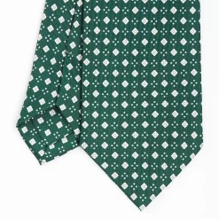Dark Green Sartorial Classic Silk Tie - Small Flower Pattern