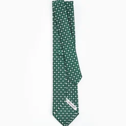 Dark Green Sartorial Classic Silk Tie - Small Flower Pattern