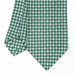 Dark Green Sartorial Classic Silk Tie - Small Flower Pattern