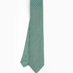 Dark Green Sartorial Classic Silk Tie - Small Flower Pattern