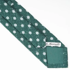 Dark Green Sartorial Cotton And Silk Tie - Large Flower Pattern
