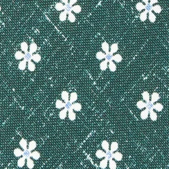 Dark Green Sartorial Cotton And Silk Tie - Large Flower Pattern