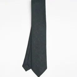 Dark Green Sartorial Linen Tie Solid Color