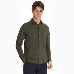 Dark Green Shirt In Cotton And Cashmere
