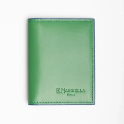 Dark Green Smooth Leather Folding Card Holder - 10 Compartments