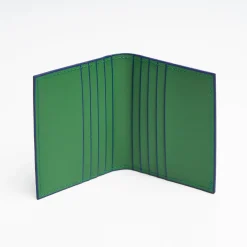 Dark Green Smooth Leather Folding Card Holder - 10 Compartments
