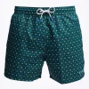 Dark Green Swim Short - Small Flower Pattern