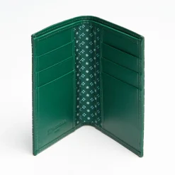 Dark Green Vertical Wallet In Silk And Leather