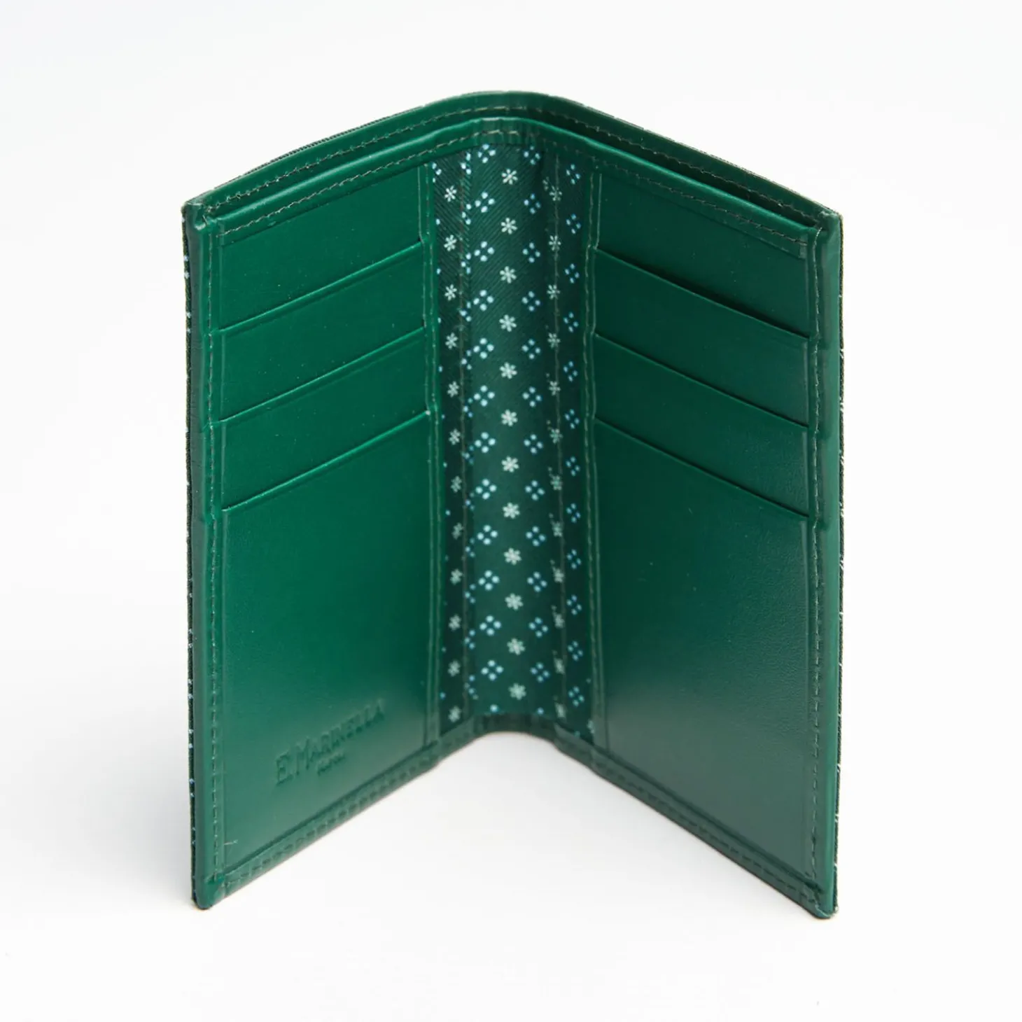 Dark Green Vertical Wallet In Silk And Leather
